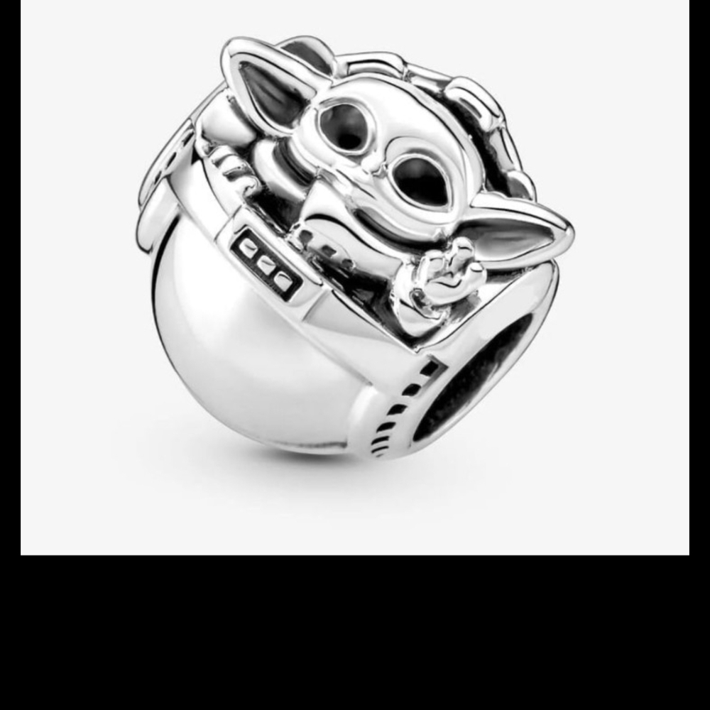 Silver Baby Yoda Grogu The Mandalorian The Child Charm Bead!